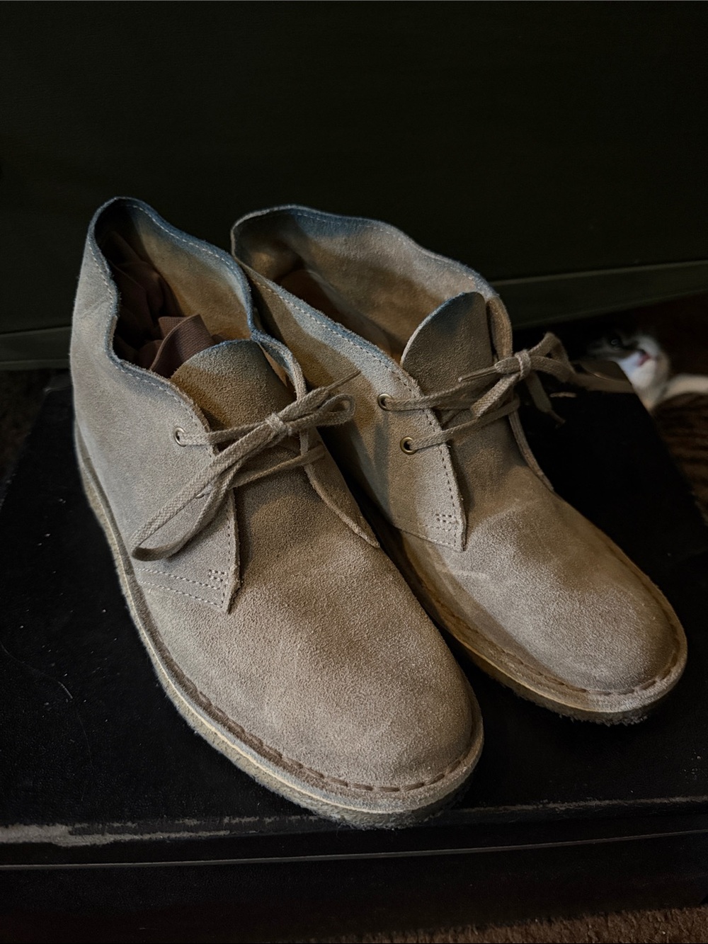 Clarks Women’s Suede Chukka Boots in Taupe